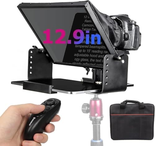 Moman Teleprompter, Metal Prompter iPad Tablets with APP Remote Control for DSLR Camera Camcorder Smartphone Mobile,for Tablets Autocue Camera Prompting,Metal Prompter Kit(MT12,12inch)