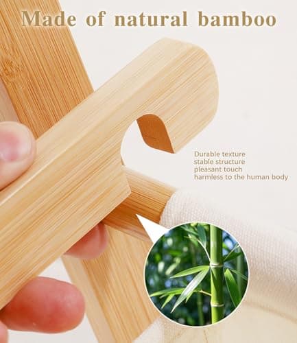 Relquorax Bamboo Clothes Rack with Storage Box, Portable Extra Large Garment Rack Clothing Rack, Foldable Wardrobe For Entryway and Bed Room (M) 6