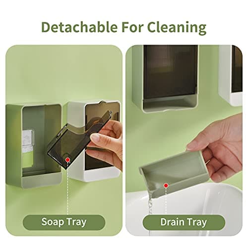 Soap Holder Dish Shower, 2 Pack Bar Soap Holder with Drainage, Self Draining Soap Holder, Wall Mounted Soap Box Tray Container for Bathroom, Bathtub Kitchen Sink, No Drilling, 4 Adhesive Include 4