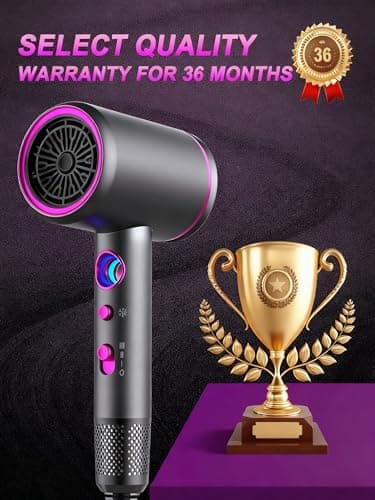 Ionic Hair Dryer, Arhhn Powerful 1875W 110,000 RPM Professional Hair Dryer with Diffuser, Lightweigh Low Noise Blow Dryer for Fast Drying, Lightweight Hairdryer for Home,Travel,Gifts, Hair Styling 8