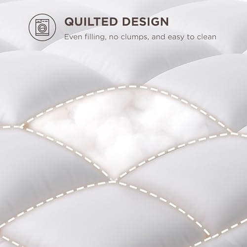 Bedsure Queen Mattress Topper - Extra Thick Mattress Pad Cover with Deep Pocket fits up to 21 Inches, Soft Pillow Top Bed Topper for Back Pain Relief, Overfilled with Down Alternative Filling, White 5