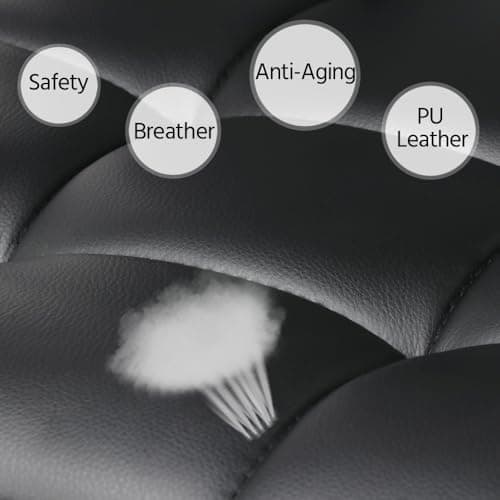 Yaheetech Desk Chair - Office Chair with Arms/Wheels for Students Swivel Faux Leather Home Computer Black 7