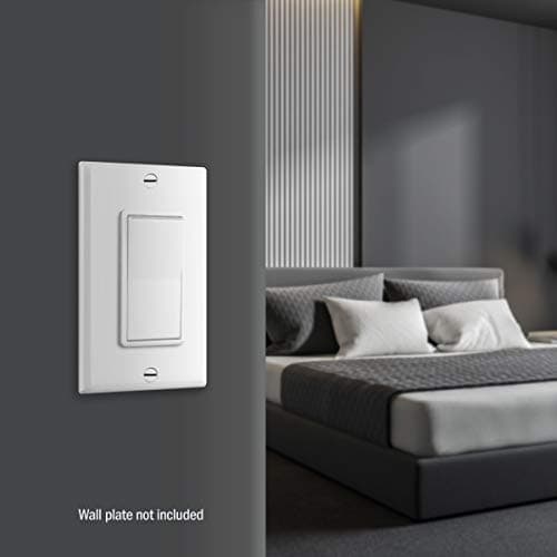 ENERLITES Decorator Paddle Rocker Light Switch, Gloss Finish, Single Pole, 3 Wire, Grounding Screw, Residential Grade, 15A 120V/277V, UL Listed, 91150-W, White 5