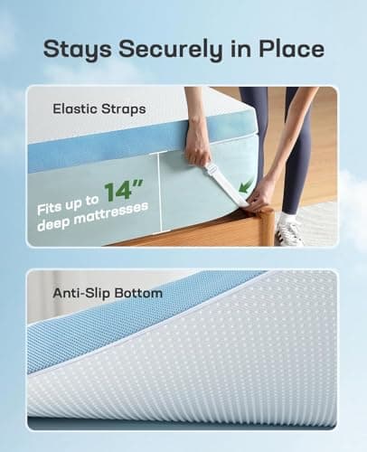 Marsail Twin Size Memory Foam Mattress Topper, 3 Inch Cooling Gel Infused Mattress Topper with Soft Cover, CertiPUR-US and Oeko-TEX Certified, Suitable for Sofa, RV, Camping 5