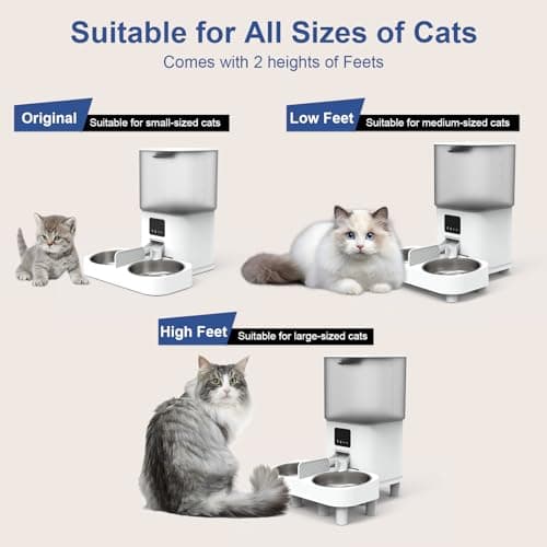 Suitchi Automatic Cat Feeder for 2 Cats, 6L Dry Food Dual Auto Cat Feeder with APP Control/WiFi Connection/Feeding Schedule/Double Bowls 6