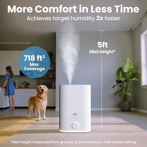 Everlasting Comfort 6L Humidifier Large Room, High Mist Output 60 HR Runtime Ultrasonic Top Fill Humidifiers for Bedroom, Easy to Use & Clean for Home, Baby Humidifier, Plants, Congestion, Indoor 5