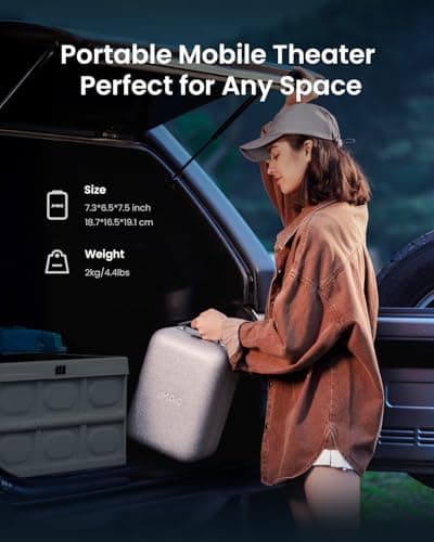 JMGO N1S 4K Smart Portable Projector, Triple Laser, 1100 ISO Lumens, Gimbal Instant Auto Focus, Google TV, Netflix, 110% BT.2020, Wi-Fi 6, HDR10, 10W Dolby Audio, Blu-ray 3D, 200" for Home, Outdoor. 9