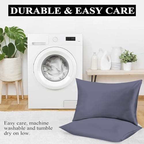 2 Pack Cooling Pillowcases for Hot Sleepers & Night Sweats, 400 TC Bamboo Viscose Pillow Protectors, Zippered Pillow Cases Queen Size, Breathable Silky Soft Pillow Covers, Dark Grey, 20x30 8