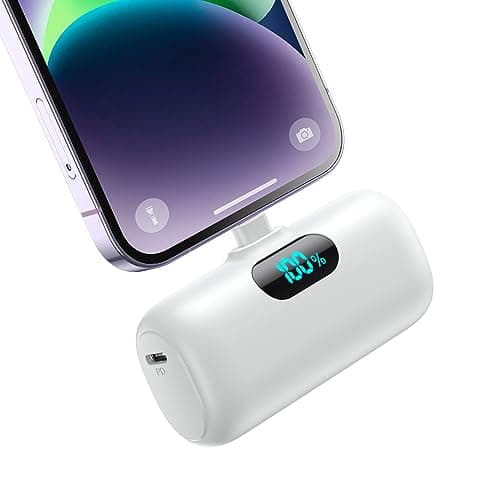 Small Portable Charger for iPhone,Upgraded 5000mAh PD Fast Charging Power Bank,Mini Plug-in Battery Pack Backup Charger Compatible with iPhone 14/14 Pro Max/13/13 Pro/12 Pro/11/XS/XR/X/8/7/6 etc-White