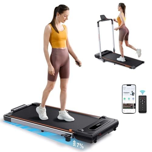 Hometro Foldable Treadmill with 7% Incline, Portable Under Desk Folding Walking Pad 0.6-7.5mph with Handle, Remote and App, 265lbs,No Assembly Needed 8