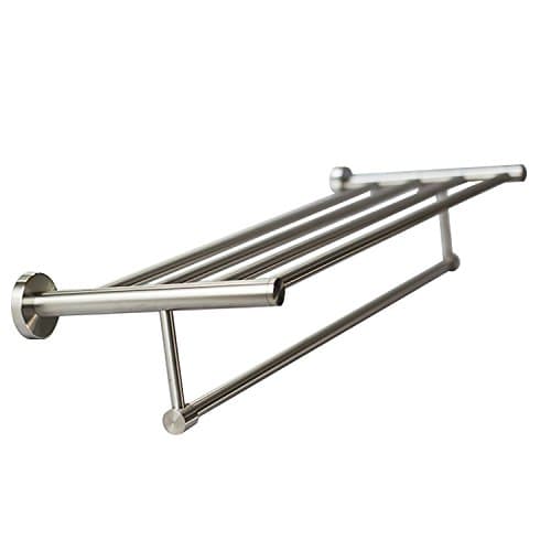 Premium Modern Towel Bar Rack w(24 Inches)- Stainless Steel, Water and Rust Proof, Top of The line Rack and Shelf (Single Hanging(Brushed)-Round Base) 2