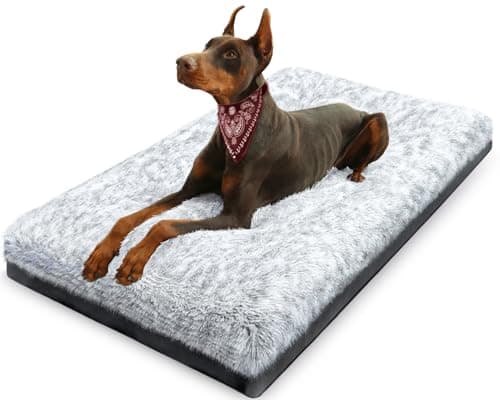 KISYYO Premium Washable Orthopedic Dog Bed – 35" Extra Large Crate Mat with Non-Slip Base, Plush Support for Pets Up to 65 lbs, Grey