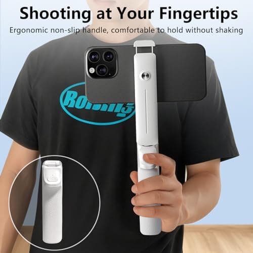 yAyusi Extendable Mini Selfie Stick for iPhone, Pocket Size Portable Selfie Stick with Remote, Compact Phone Selfie Sticks with Phone Holder for Content Creation/Vlog/Video Record/Live Stream (White) 6