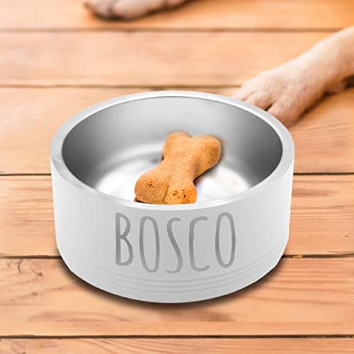 My Personal Memories Custom Personalized Stainless Steel Dog or Cat Bowl for Water and Food - Engraved Pet Bowl with Non Slip Bottom (Small - 18 Ounces, White) 6