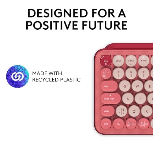Logitech POP Keys Mechanical Wireless Keyboard with Customizable Emoji Keys, Durable Compact Design, Bluetooth or USB Connectivity, Multi-Device, OS Compatible - Heartbreaker Rose 6
