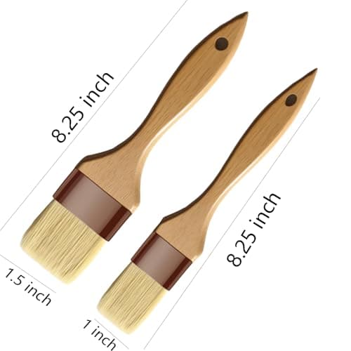 Pastry Brush-Basting Brush for Cooking,2 Pc Boar Bristles Food Brush for BBQ,Beech Wooden Handle Butter Brush for Baking/Spreading Marinade/Sauce/Oil/Egg/Kitchen Brushes for Cooking(1 &1 1/2 inch) 5