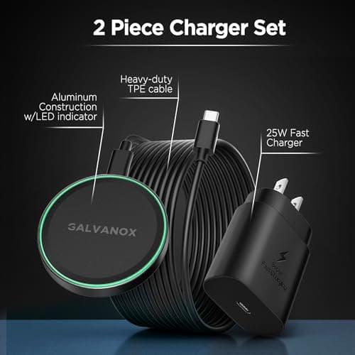Galvanox Magnetic Charger for Samsung Galaxy Phones, Fast Wireless Charging with Wall Adapter and 6Ft Cable (S25 Ultra, Plus/ S24 Ultra) Compatible with MagSafe, Black 5