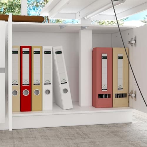 ROMSHINE 54.3" L Shaped Electric Standing Desk with File Cabinet, Height Adjustable Stand up Desk with Drawers, Home Office Computer Gaming Table, White 6