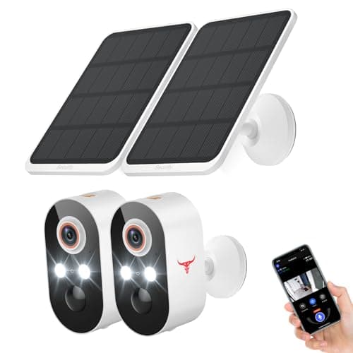 Blazique 1080p Solar Security Camera, Smart AI Human Detection, Color Night Vision, 2-Way Audio, Cloud Storage Sold Separately, 2.4G WiFi, Wireless Indoor/Outdoor Surveillance Bullet Cam (2 Pack)