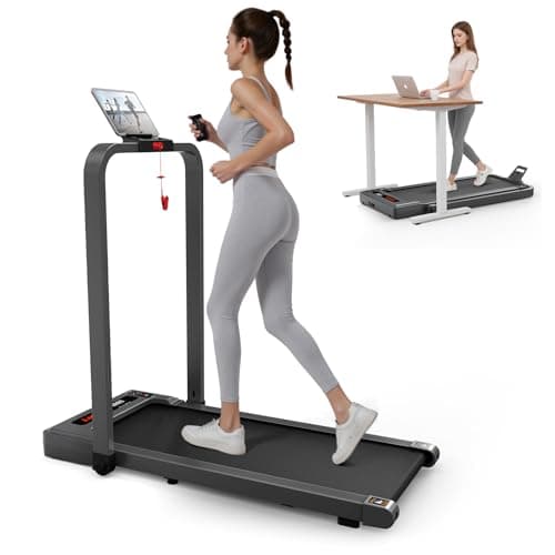 Walking Pad with Handle Bar, Foldable Treadmill Mini Under Desk Treadmill Walking Folding Treadmills for Home Small Running Pad 3 Horsepower 300 lb Capacity with Remote Control