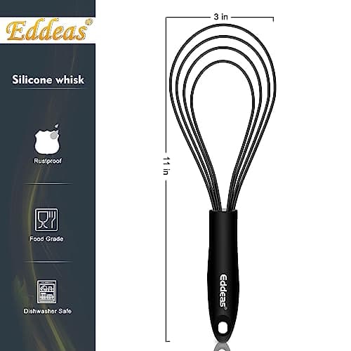 Flat Whisk, EDDEAS Silicone Gravy Whisk for Cooking, Beating, Stirring Gravy and Eggs 5