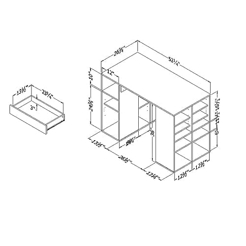 South Shore Crea Counter-Height Craft Table with Scratchproof Surface and Interchangeable Modules - 4 baskets included, Pure White 3