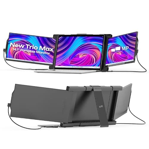 Mobile Pixels New Trio Max 14.1" Portable Monitor, Triple Monitor for Laptop, 1080P FHD IPS, with Plug and Play, Suitable for 15-17.3 '' Laptop, Built-in Kickstand, Optional Magnets (Tri-Screen)