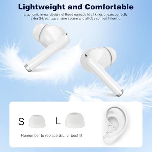 Wireless Earbuds for iPhone 17 16 16e 15 Pro Max, Bluetooth 5.3 Ear Buds True Wireless Headphones Noise Canceling In Ear Earphones, Sweat Resistant,HD Mic,Deep Bass for Samsung S26 S25 S24 S23/Pixel 9 6