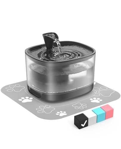 Veken Cat Water Fountain, 84oz/2.5L Automatic Pet Water Fountain Dog Water Dispenser with a Detachable Water Tank, Easy Cleaning for Cats, Dogs (Black)