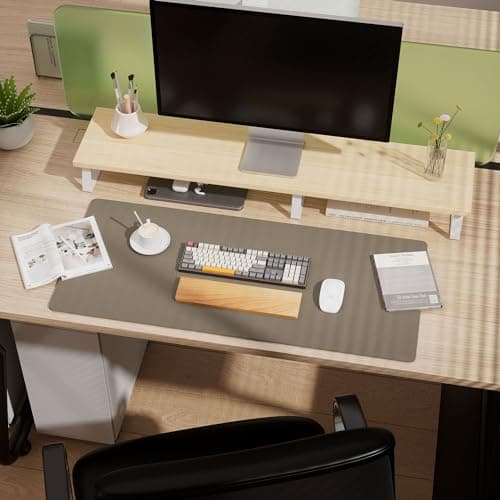 Aothia Dual-Sided Desk Mat - Leather & Cork Desk Protector, Large Mouse Pad & Writing Pad for Office/Home, Coffee (25.6"x13.7") 5