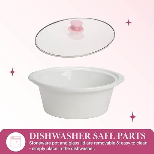 Paris Hilton 6-Quart Manual Slow Cooker, Features Three Settings (Low, High, Warm), Naturally Nonstick and Dishwasher Safe Stoneware Insert, Family Sized Capacity, Pink 5