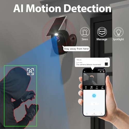 RICHCHO Security Camera Wireless Outdoor for Home Security -5MP Solar Camera with Color Night Vision, PIR Human Detection, 2-Way Audio, Siren Alarm,Waterproof, Cloud/SD Card Storage, Works w/Alexa 5