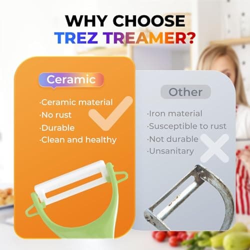 Trez Treamer 6PCS Vegetable Peeler Set with Sharp Blade,Ceramic Apple Peeler Potatoes & Potato Peeler Veggie Peeler Fruit Peeler Carrot Y Peeler Utral Fast Peeling without Rust for Kitchen 7