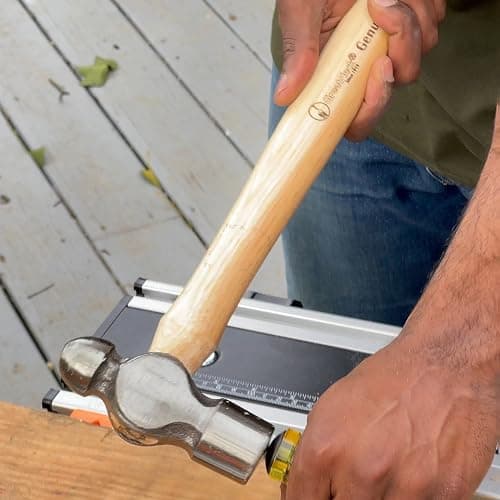 GreatNeck BP8 Ball Peen Hammer, 8 Oz Drop-Forged Steel Metalworking Tool With Precision-Balanced Authentic Hickory Wood Ball Peen Hammer Handle, For Riveting, Shaping, Bending Metal 8