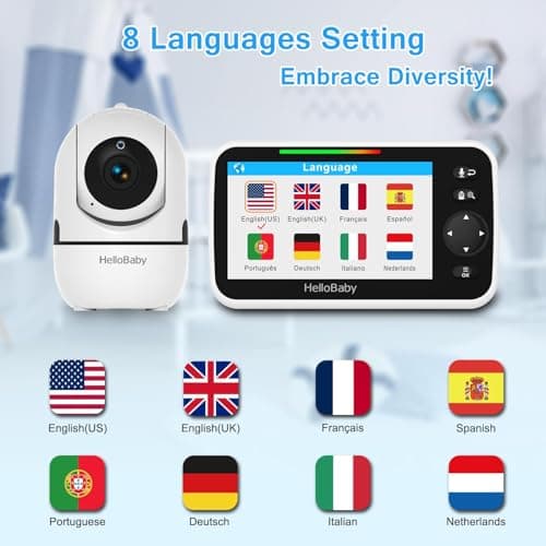 HelloBaby No WiFi Baby Monitor 5" Screen 30-Hour Battery Pan-Tilt-Zoom Video Upgrade with Camera and Audio, Night Vision, VOX, 2-Way Talk, 8 Lullabies and 1000ft Range, HB6550 9