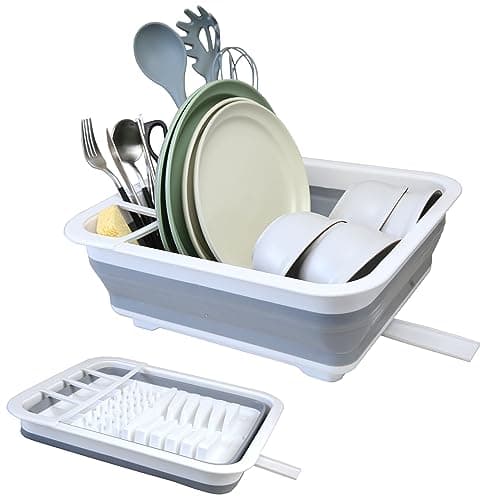 MontNorth Collapsible Dish Drainer with Drain Plug and Swivel Spout, Space-Saving, Portable Dish Rack for Kitchens, RVs, Campers and Travel Trailers