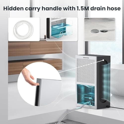 96oz Dehumidifier, DDVIVAL 1000 Sq.ft Dehumidifiers for Home, Dehumidifier with 4 Condensers and 2 Working Modes, 7 Color LED Light Small Dehumidifiers for Bedroom Room Bathroom Closet Basement RV 7