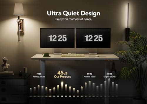 INNOVAR Glass Standing Desk, 48x24 Inch White Standing Desk Adjustable Height Electric Stand Up Quick Install for Computer Desks, Super White 7