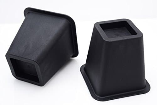 HOME IT 5 to 6-inch Super Quality Black Bed Risers, Heavy Duty Stackable Furniture Risers for College Dorm Bed Sofa Table Couch Chair 4-Pack (Black) 5