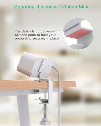 PD30W Desk Clamp Power Strip, Desktop Mount Surge Protector, Fast Charging Station, 5Ft Extension Cord Desk Edge Mount Shelf with 4 Outlets 4 USB Ports (2 USB C), Home Office Accessories Essentials 5