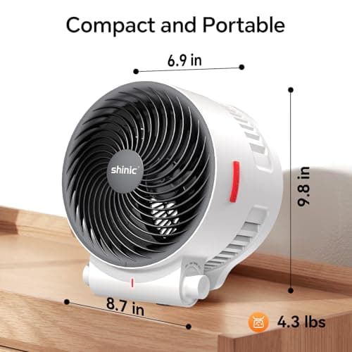 Shinic 2-in-1 Heater and Fan Combo,1500W Portable Space Heater with 3 Modes,Adjustable thermostat,Tip-Over&Overheat Protection,Energy Efficient for Indoor Home Use, White 6