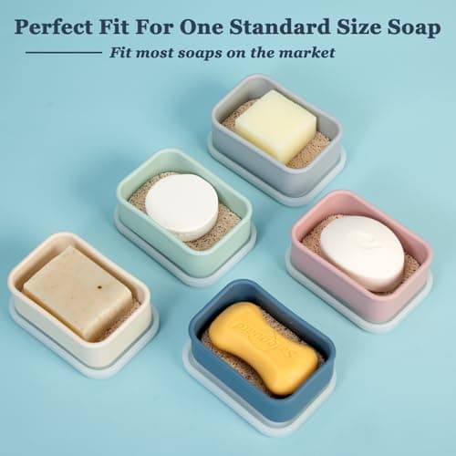 HighHerz Leak Proof Silicone Travel Soap Case with Draining Tray - Bar Soap Holder for Travel, Gym & Camping - Mess-Free Portable Soap Container for Carry-on Bags (Dark Blue) 6