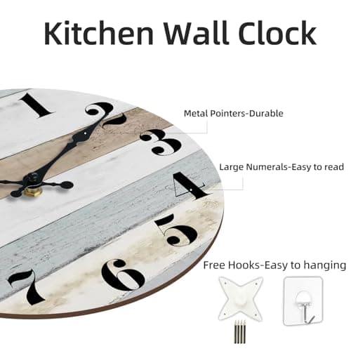 KECYET Wall Clock - 12 Inch Silent Decorative Vintage Style Wall Clock Battery Operated Country Rustic Design for Kitchen, Bathroom, Bedroom, Living Room 5