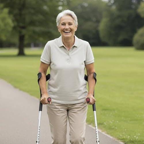 PEPE Mobility Forearm Crutches for Adults (x2 Units) Open Cuff, Adjustable Height, Aluminium, Lightweight Elbow Crutches, Black, Made in Europe 8