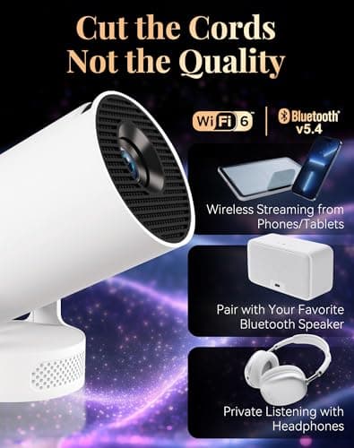 Projector for Books, Projector Reading, HD Mini Portable Projector 4K with 180° Rotatable, Auto Vertical Keystone, Quiet Operation, Cozy Reading and Home Theater 5