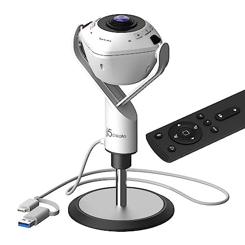 j5create 360 All Around AI-Powered Conference Room Camera with Speakerphone, Smart-Tracking, Auto-Framing, Include a Remote Control (JVU368)
