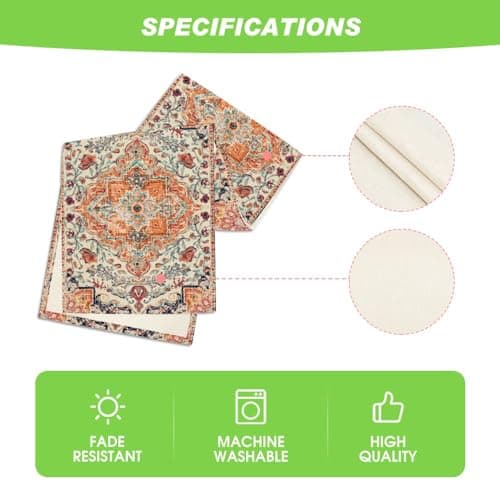 Artoid Mode Boho Bohemia Style Orange Table Runner, Country Rustic Farmhouse Magical Fall Kitchen Dining Table Decoration for Home Party Decor 13x72 Inch 5