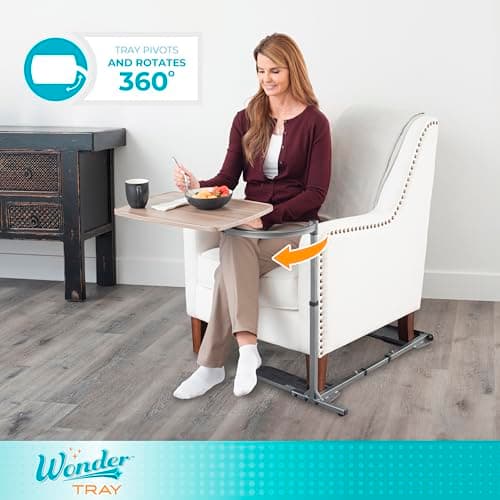 Stander Wonder Tray, Adjustable Swivel Table, Large Laptop Stand, Couch Desk, Side Tables & Gaming Bench, TV-Trays for Eating on Couches, Chairs, Recliners, Ash Gray 7