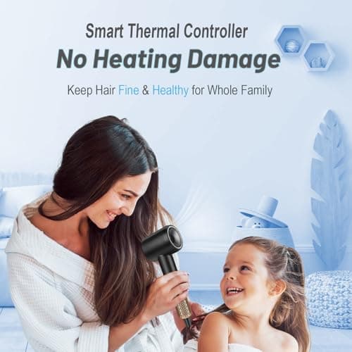 Portable Ionic Hair Dryer with High-Speed Brushless Motor – Small, Lightweight, Low Noise Blow Dryer with Travel Bag – Fast Drying Hairdryer for Women and Men 7