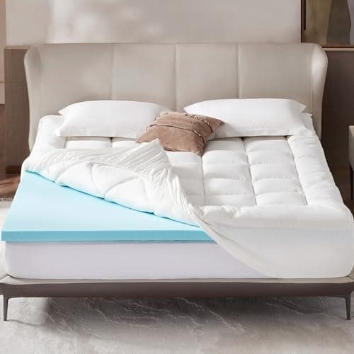 Memory Foam Mattress Topper Twin, Dual Layer 4 Inch Mattress Topper, 2" Gel Memory Foam Plus 2" Pillow Top Mattress Pad Cover for Back Pain, Down Alternative Twin Size Mattress Toppers Deep Pocket 2
